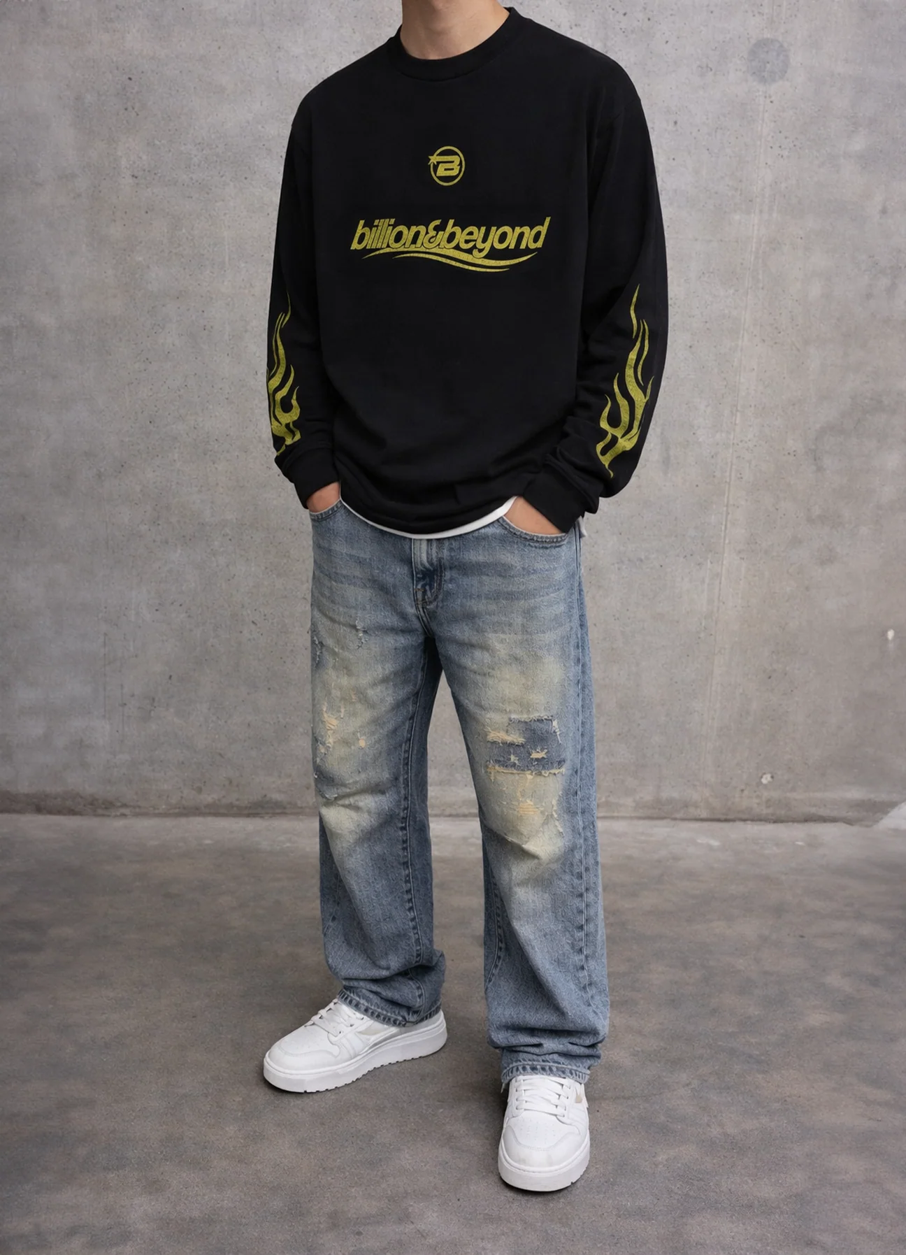 BILLION AND BEYOND - WAVE LONGSLEEVE - BLACK YELLOW - Image 2