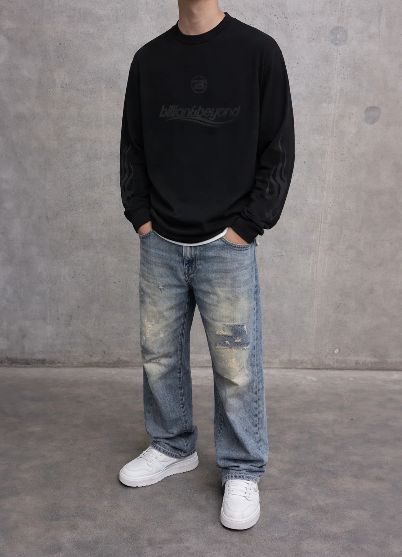 BILLION AND BEYOND - WAVE LONGSLEEVE - VINTAGE - Image 2