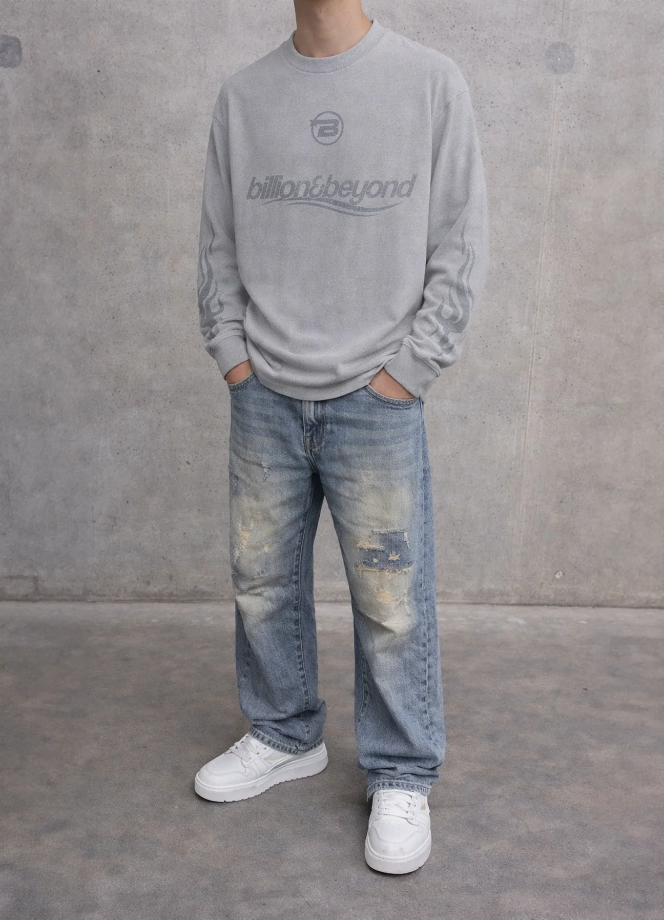 BILLION AND BEYOND - WAVE LONGSLEEVE - GRAY - Image 2