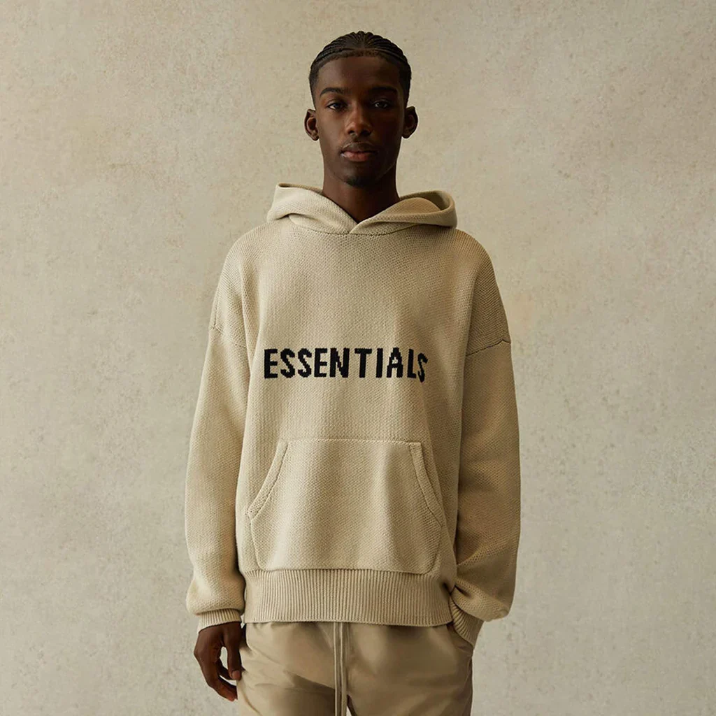 FEAR OF GOD ESSENTIALS KNIT PULLOVER HOODIE MOSS - Image 3