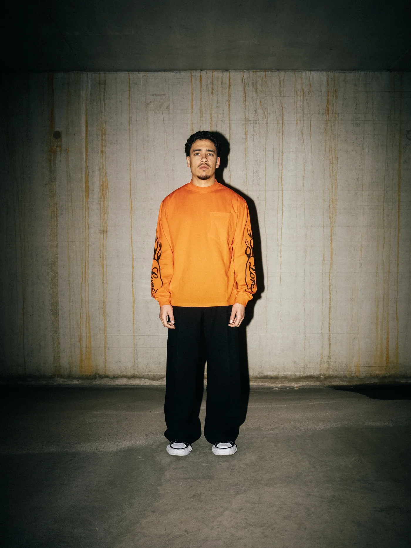 LORD CULTURE - LONG SLEEVE TEE - ORANGE BLACK - Image 3