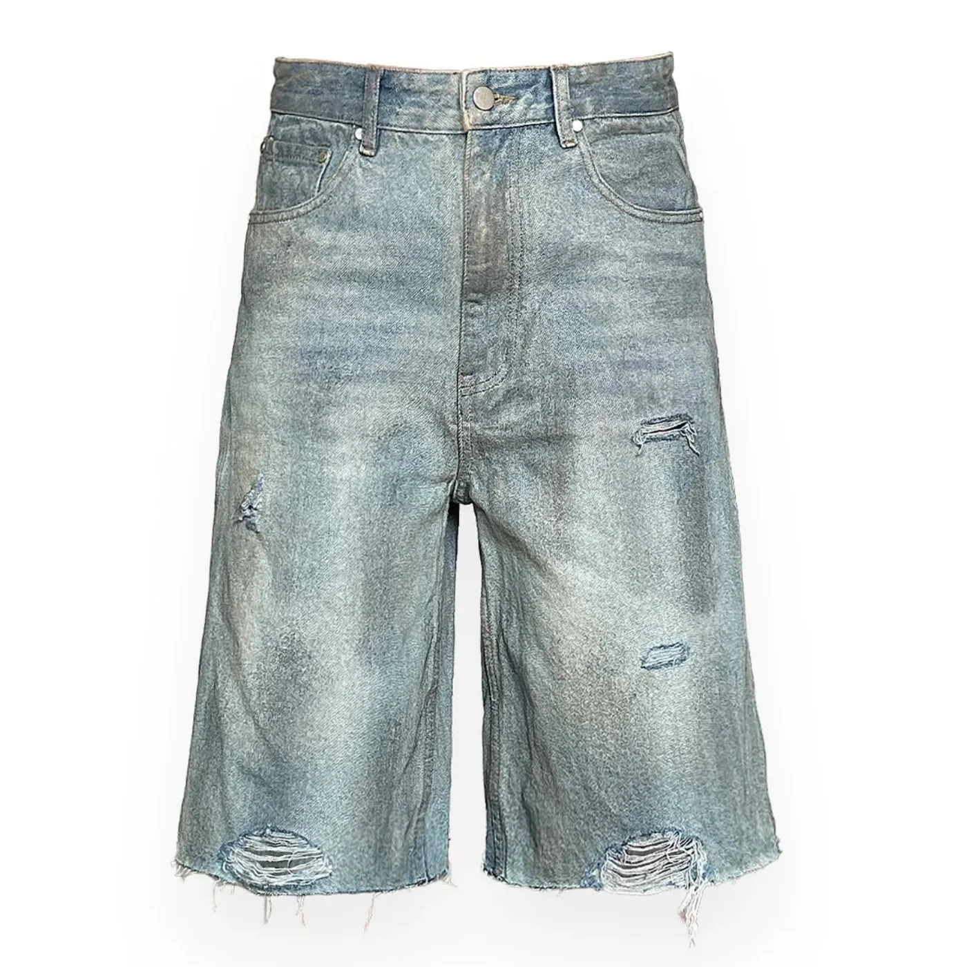 LORD CULTURE - RIPPED DENIM SHORTS – LIGHT BLUE