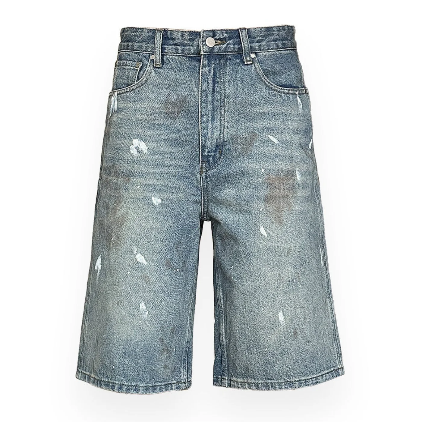 LORD CULTURE - STAINED DENIM SHORTS - BLUE