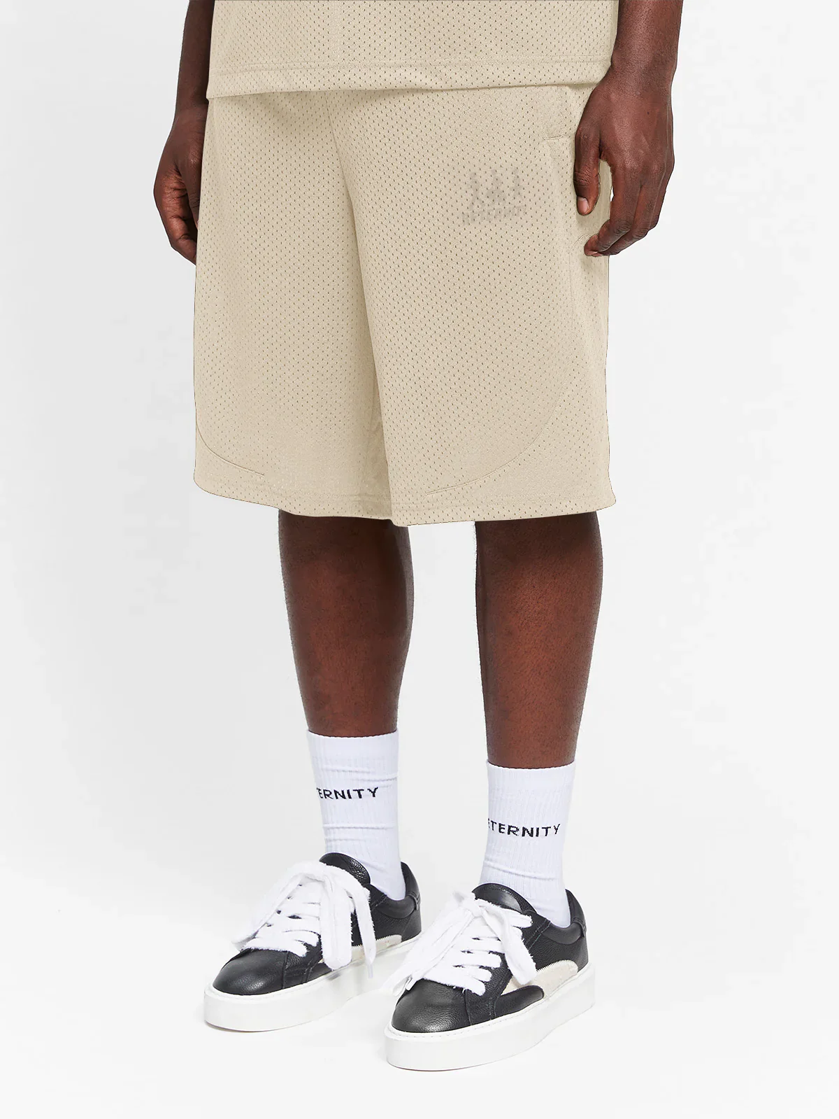 RETERNITY - CREATIVE DEPT LOGO MESH SHORTS - CREAM - Image 4