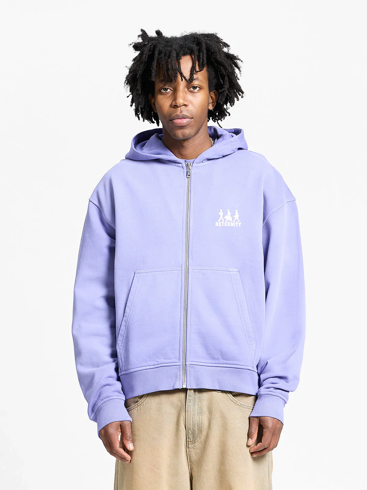 RETERNITY- CREATIVE DEPT LOGO ZIP-HOODIE - WASHED PURPLE - Image 3