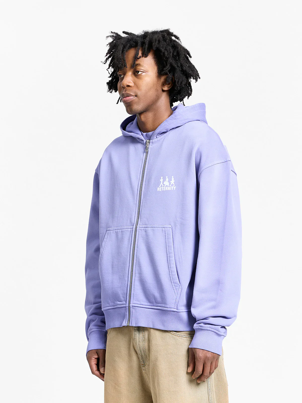 RETERNITY- CREATIVE DEPT LOGO ZIP-HOODIE - WASHED PURPLE - Image 4