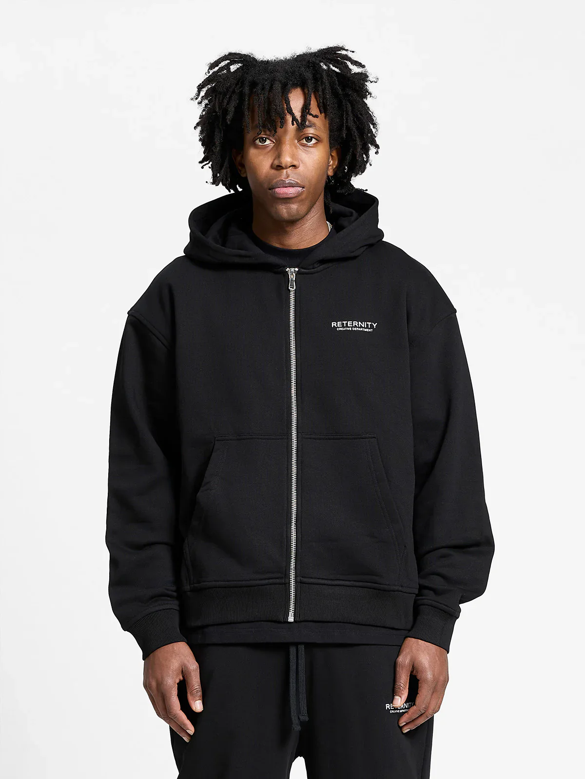 RETERNITY- CREATIVE DEPT ZIP-HOODIE - BLACK - Image 3