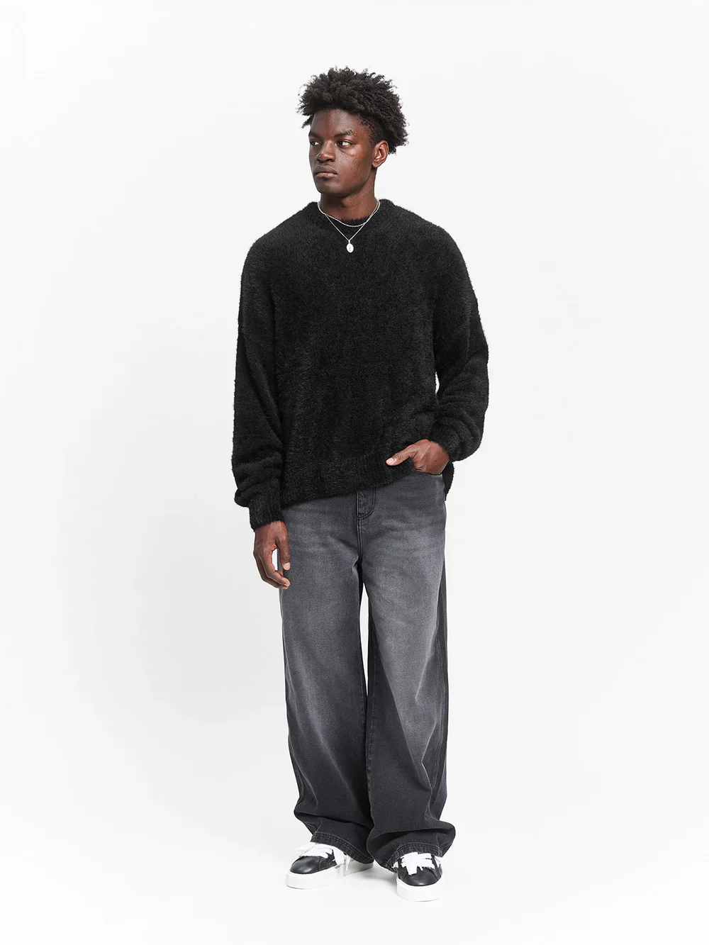 RETERNITY - ESSENTIAL FURRY KNIT SWEATER - BLACK - Image 6