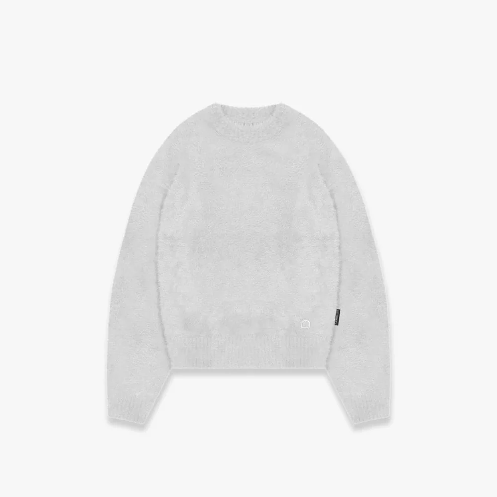 RETERNITY - ESSENTIAL FURRY KNIT SWEATER - LIGHT GREY