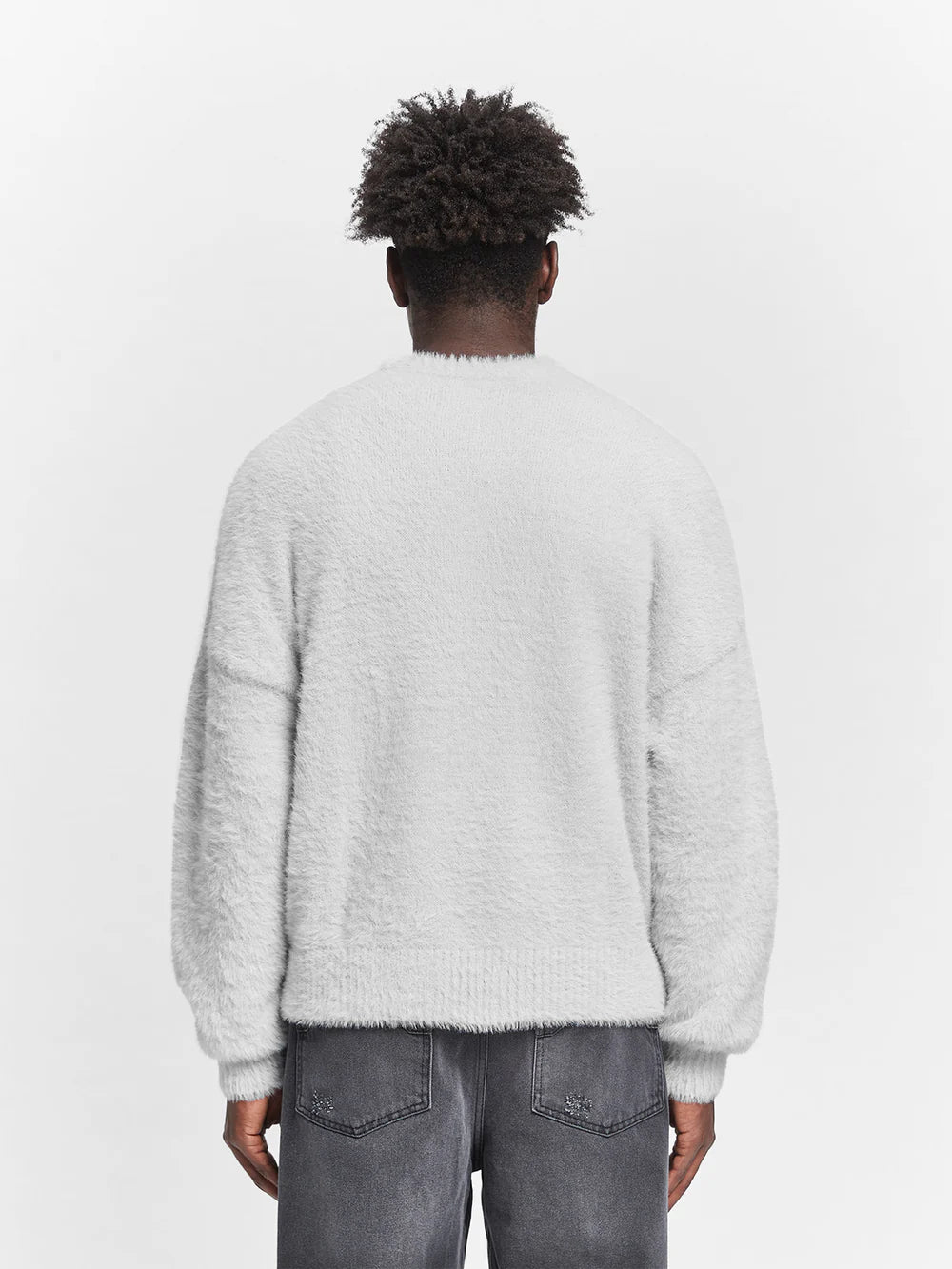 RETERNITY - ESSENTIAL FURRY KNIT SWEATER - LIGHT GREY - Image 5