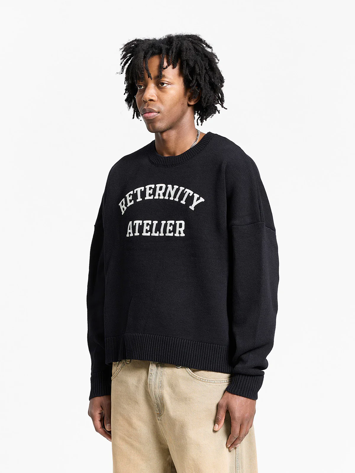 RETERNITY-ÉVÉNIE LOGO KNIT SWEATER - BLACK - Image 3