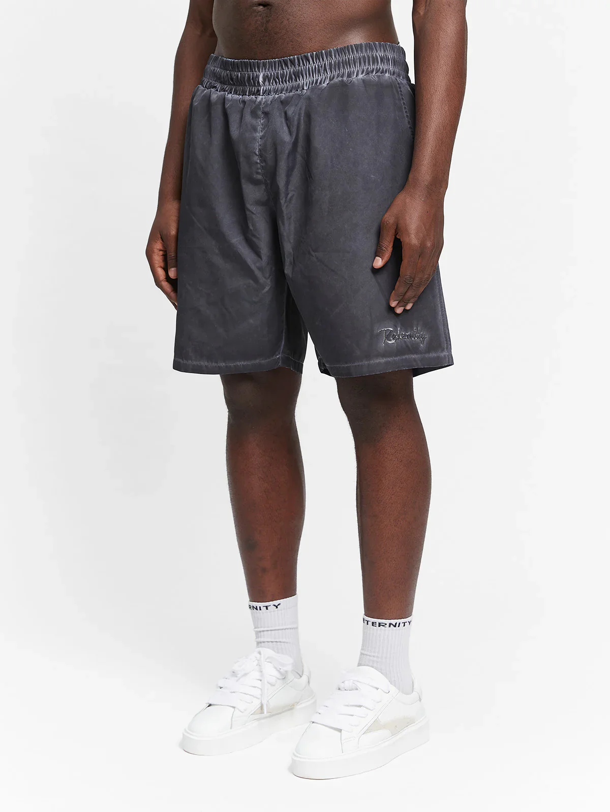 RETERNITY - OIL WASHED SWIM SHORTS - BLACK - Image 3