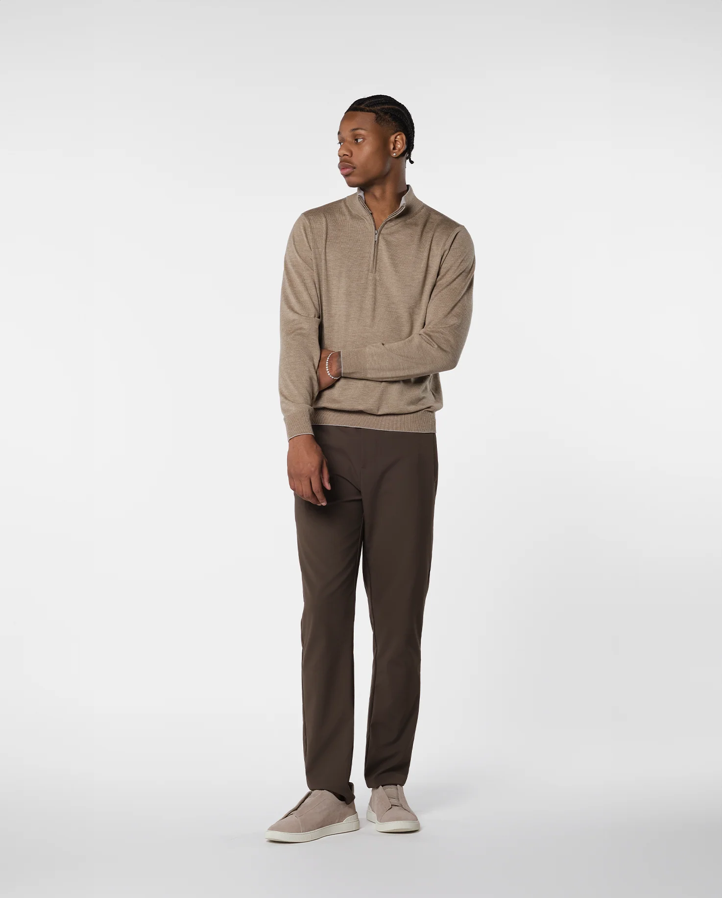 RIMA - CASHWOOL HALFZIP SWEATER BEIGE - Image 2