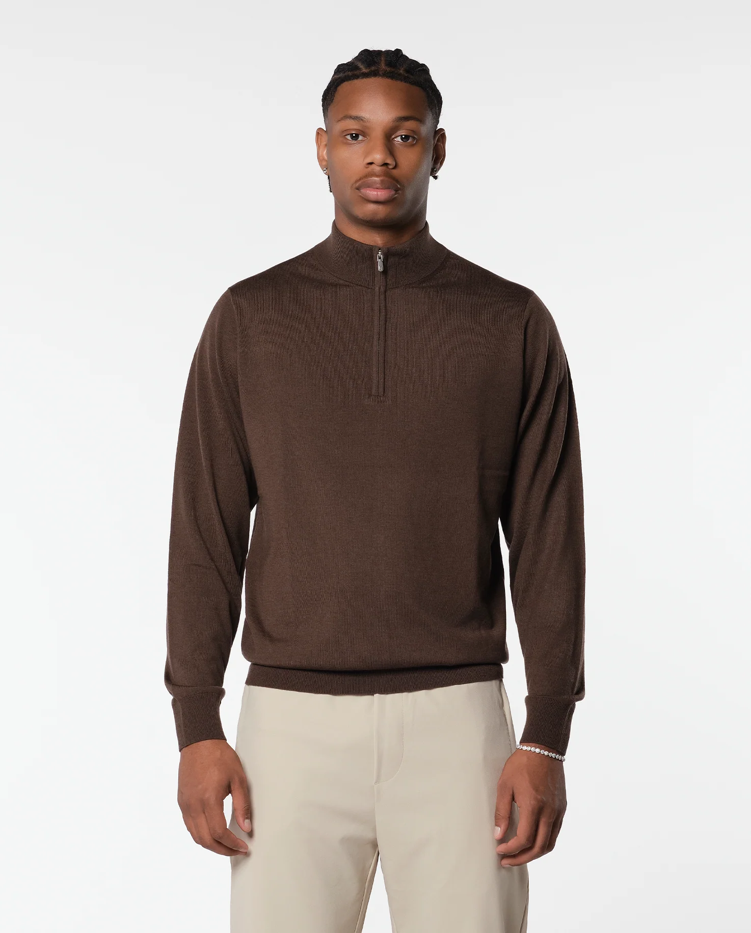 RIMA - CASHWOOL HALFZIP SWEATER BROWN - Image 2
