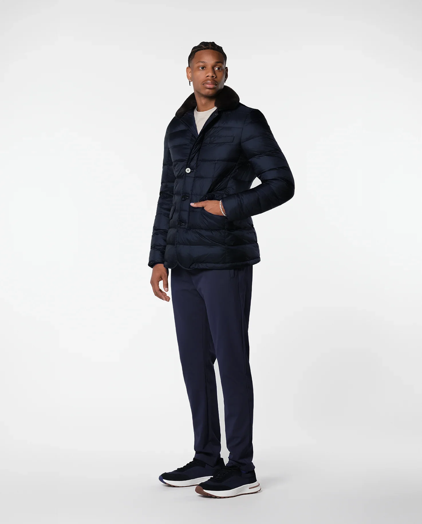 RIMA - FURNECK DOWN COAT - NAVY - Image 5