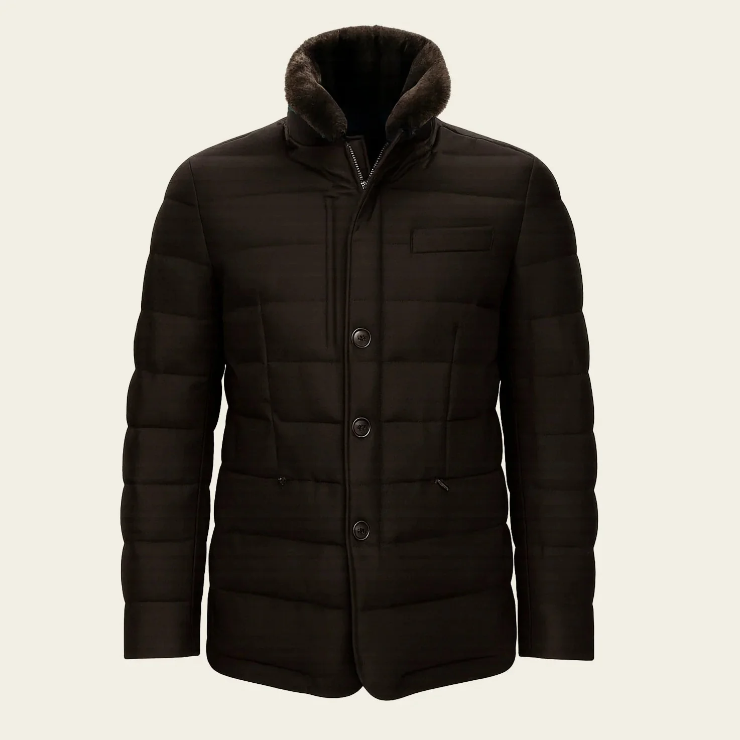 RIMA - FURNECK DOWN COAT - BROWN