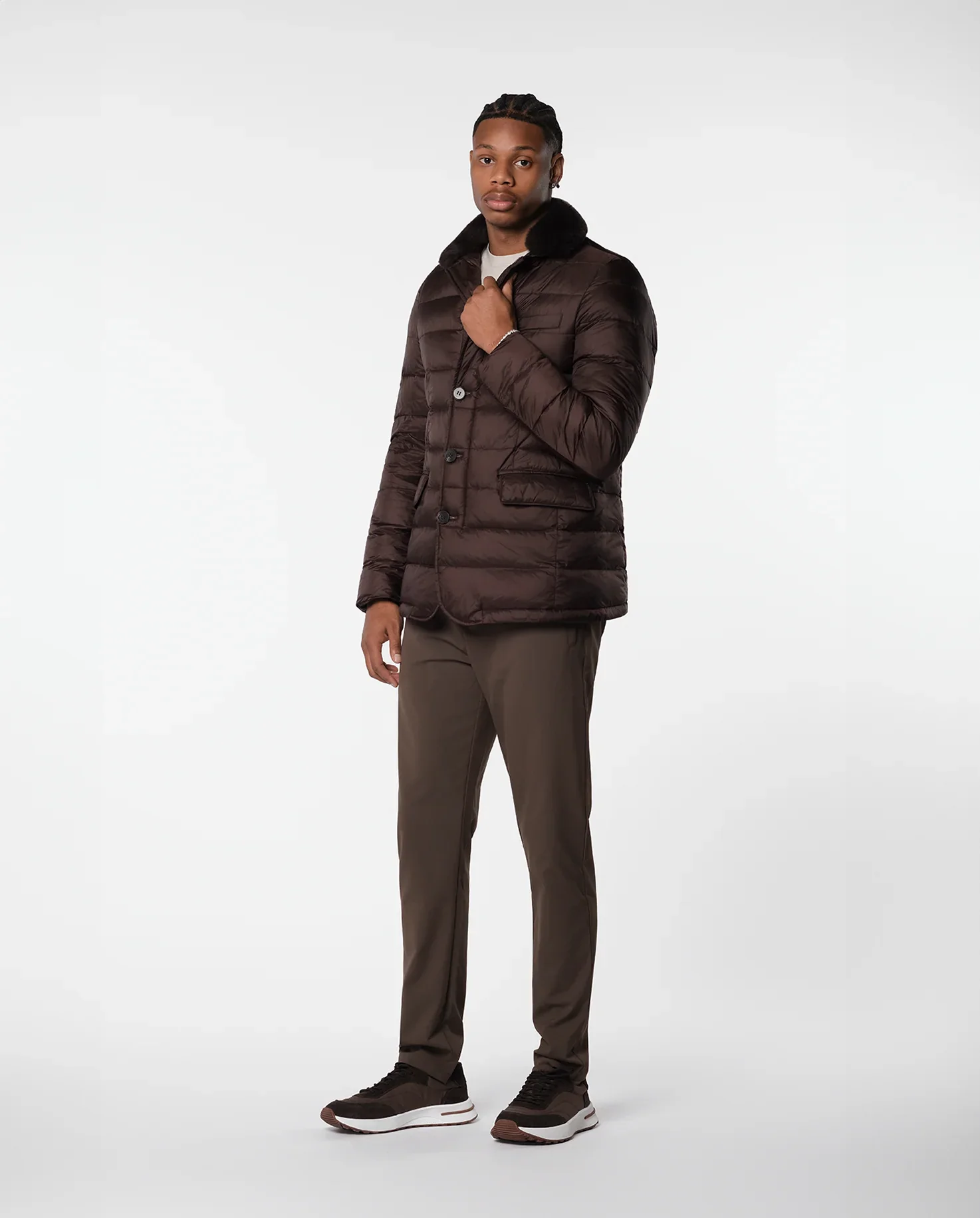 RIMA - FURNECK DOWN COAT - BROWN - Image 3