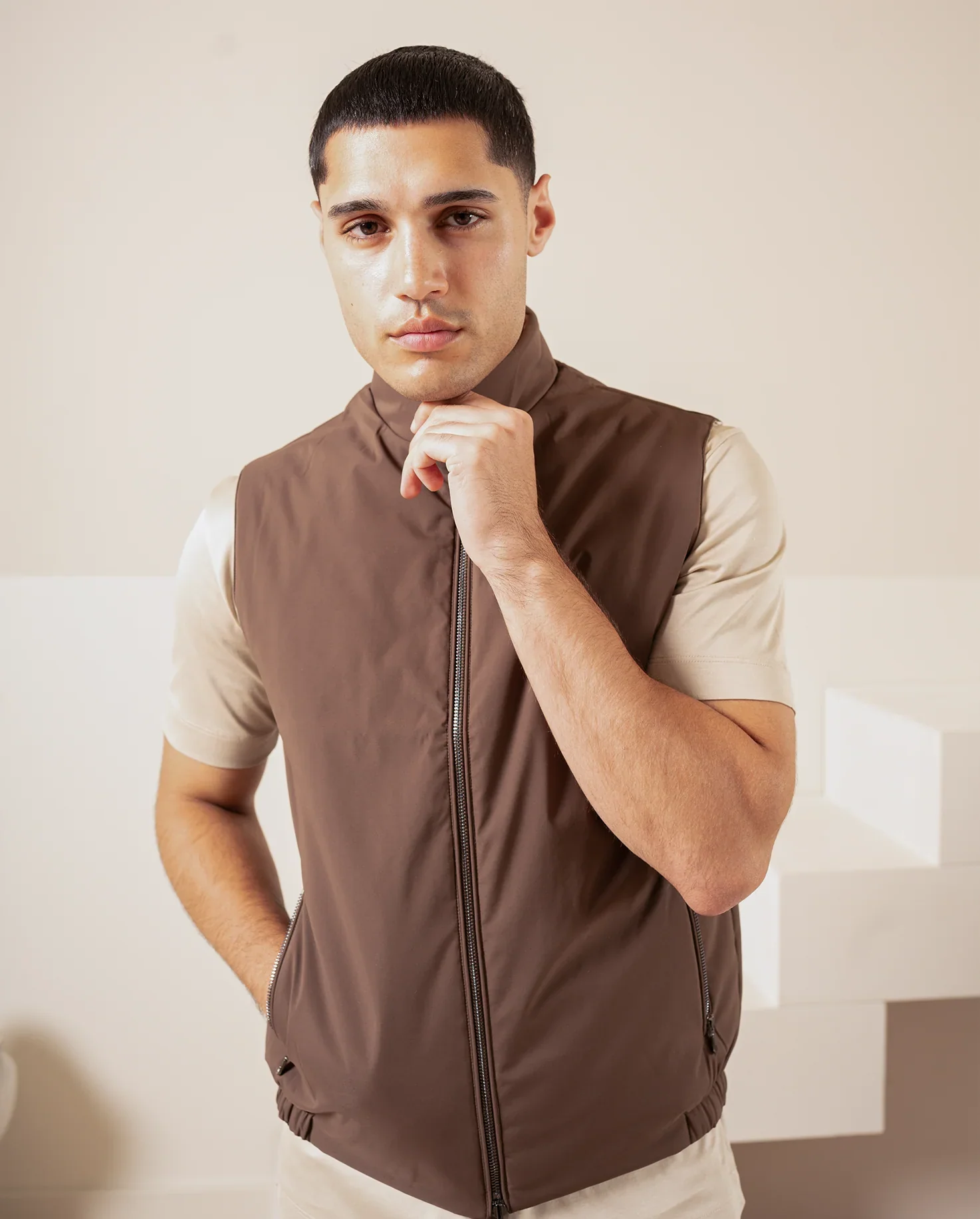 RIMA - REVERSIBLE VEST - EBONY/BEIGE - Image 8