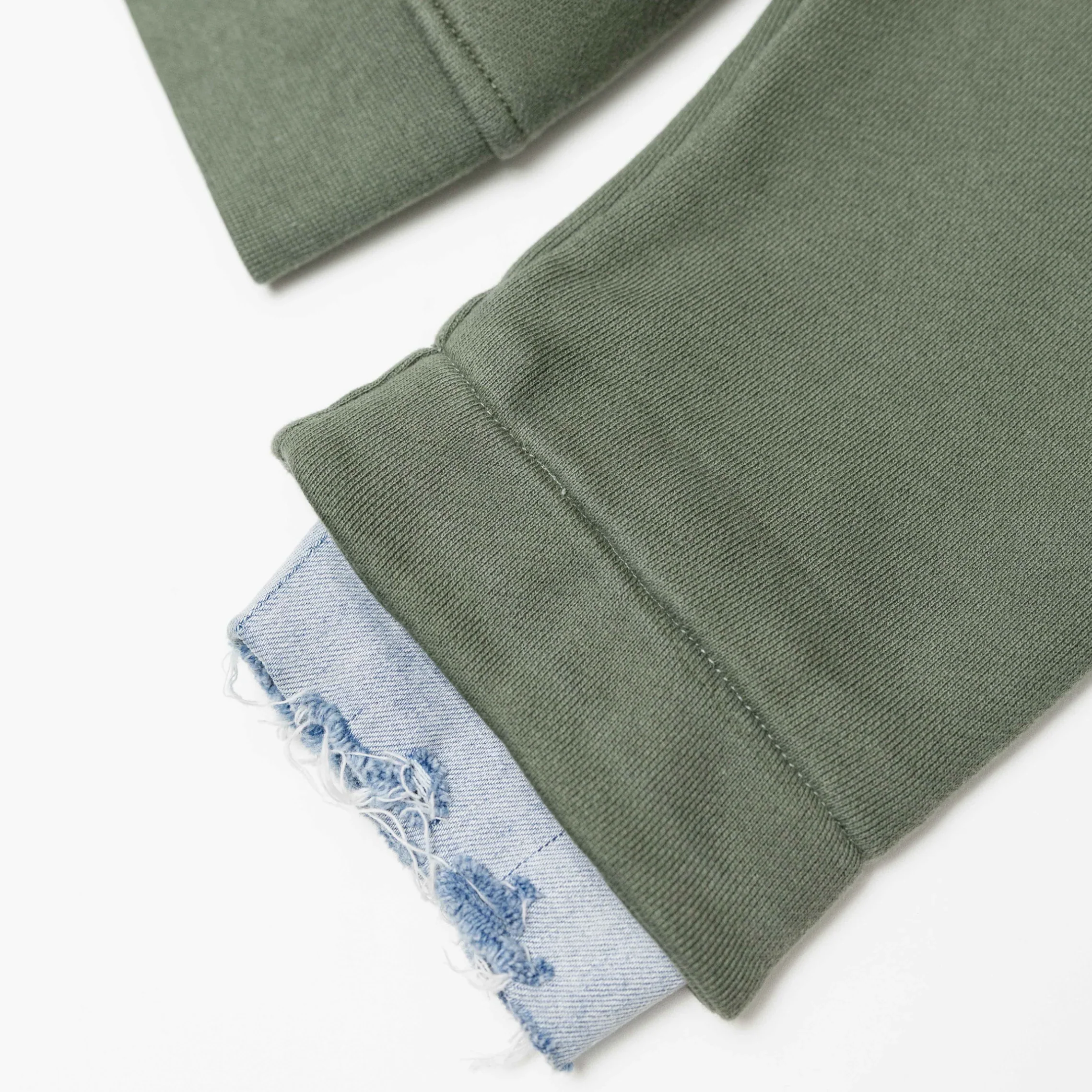 RIVERO - ACADEMY DENIM CUTT OFF HOODIE - GREEN - Image 4