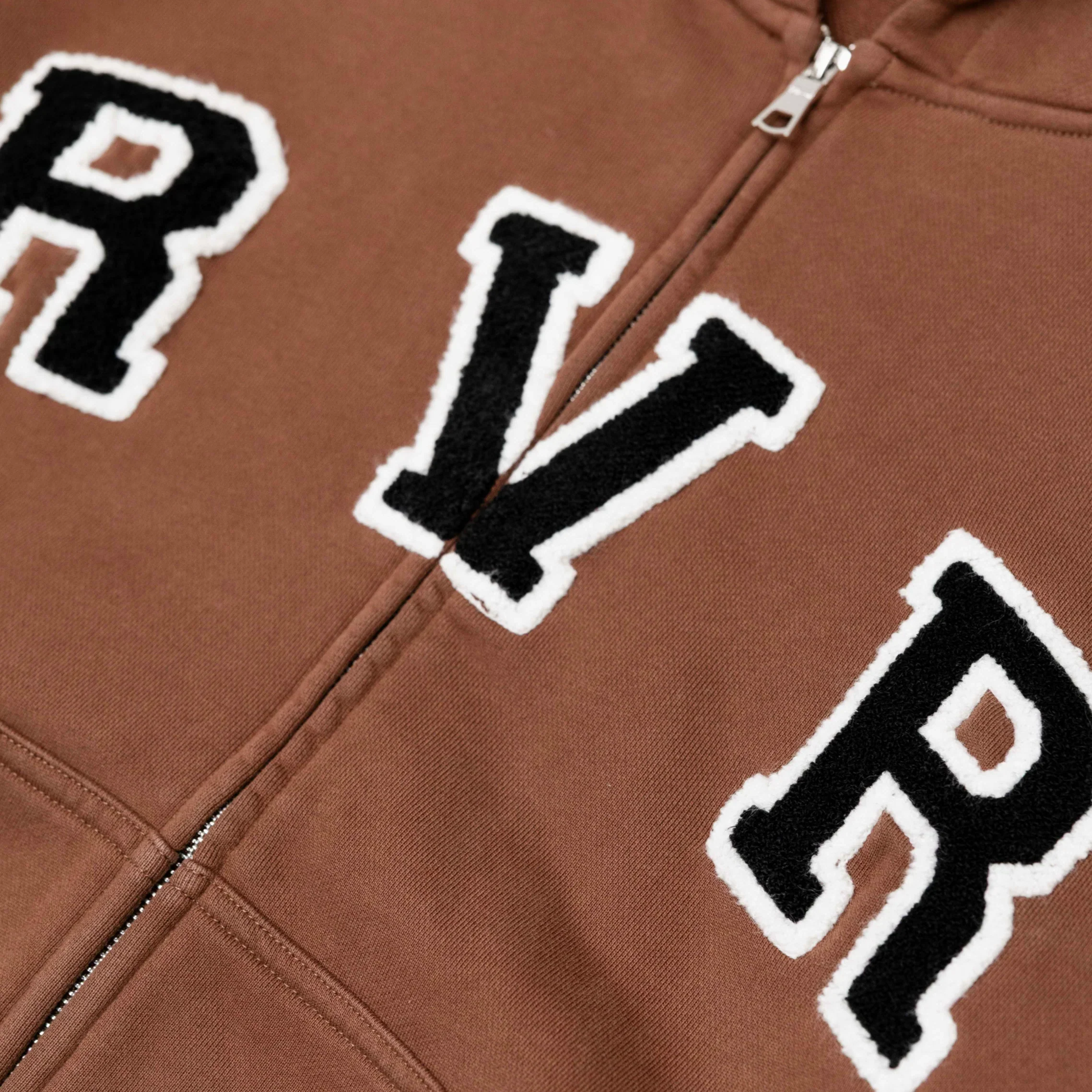 RIVERO - ACADEMY DENIM CUTT OFF HOODIE - BROWN - Image 3