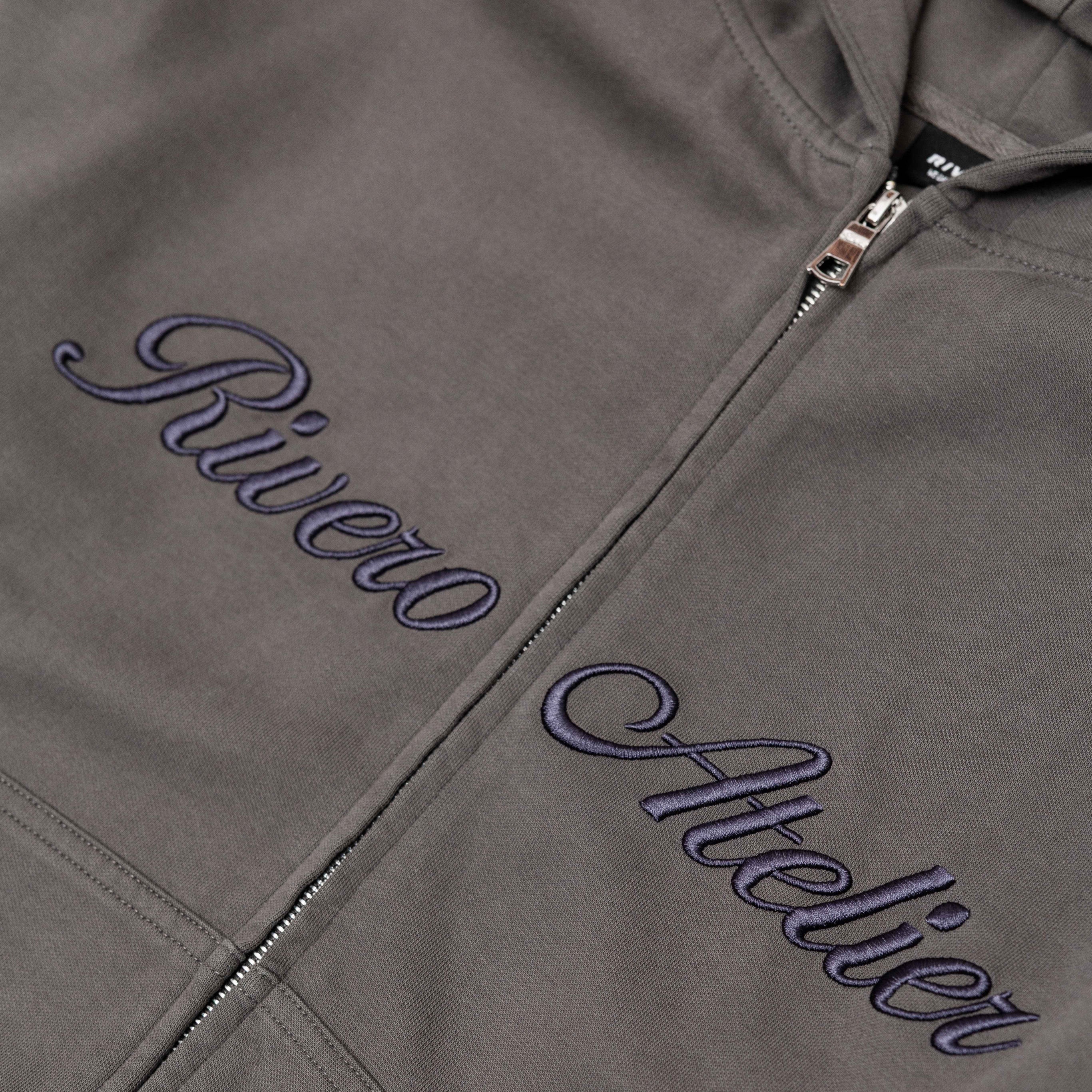 RIVERO - ATELIER DOUBLE LAYERED ZIP HOODIE GREY - Image 2