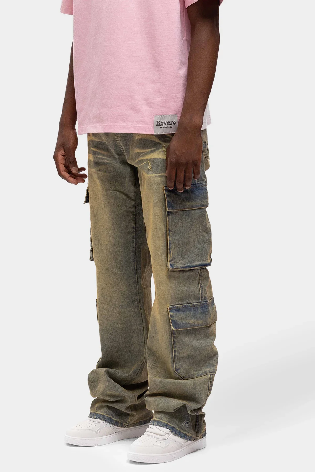 RIVERO - BAGGY HEAVY WASHED CARGO DENIM JEANS - Image 4