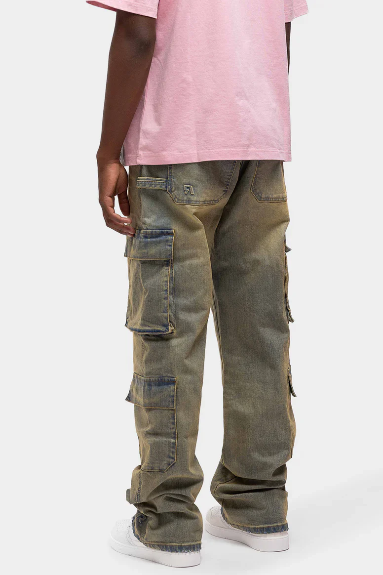 RIVERO - BAGGY HEAVY WASHED CARGO DENIM JEANS - Image 5