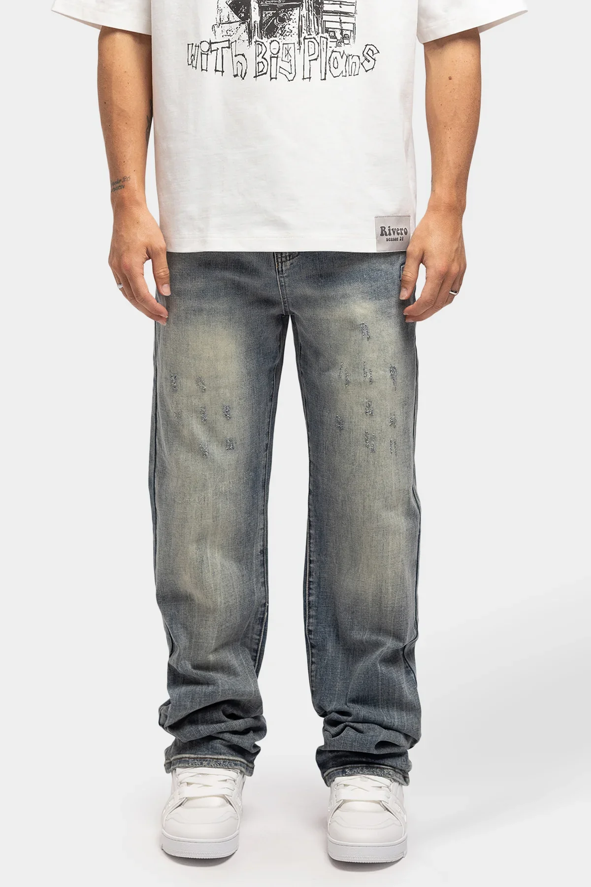 RIVERO - BLEACH WASHED DENIM JEANS