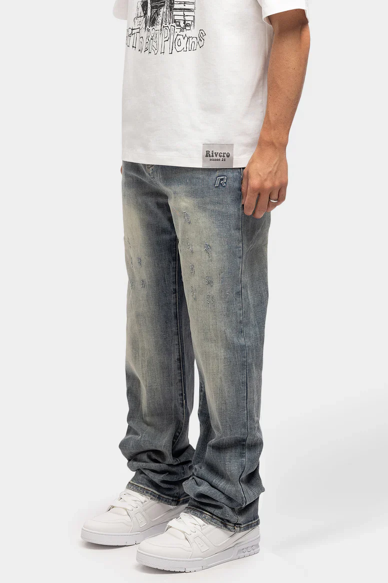 RIVERO - BLEACH WASHED DENIM JEANS - Image 2