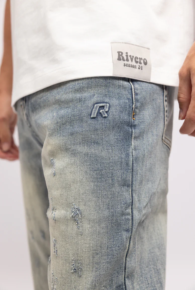 RIVERO - BLEACH WASHED DENIM JEANS - Image 4