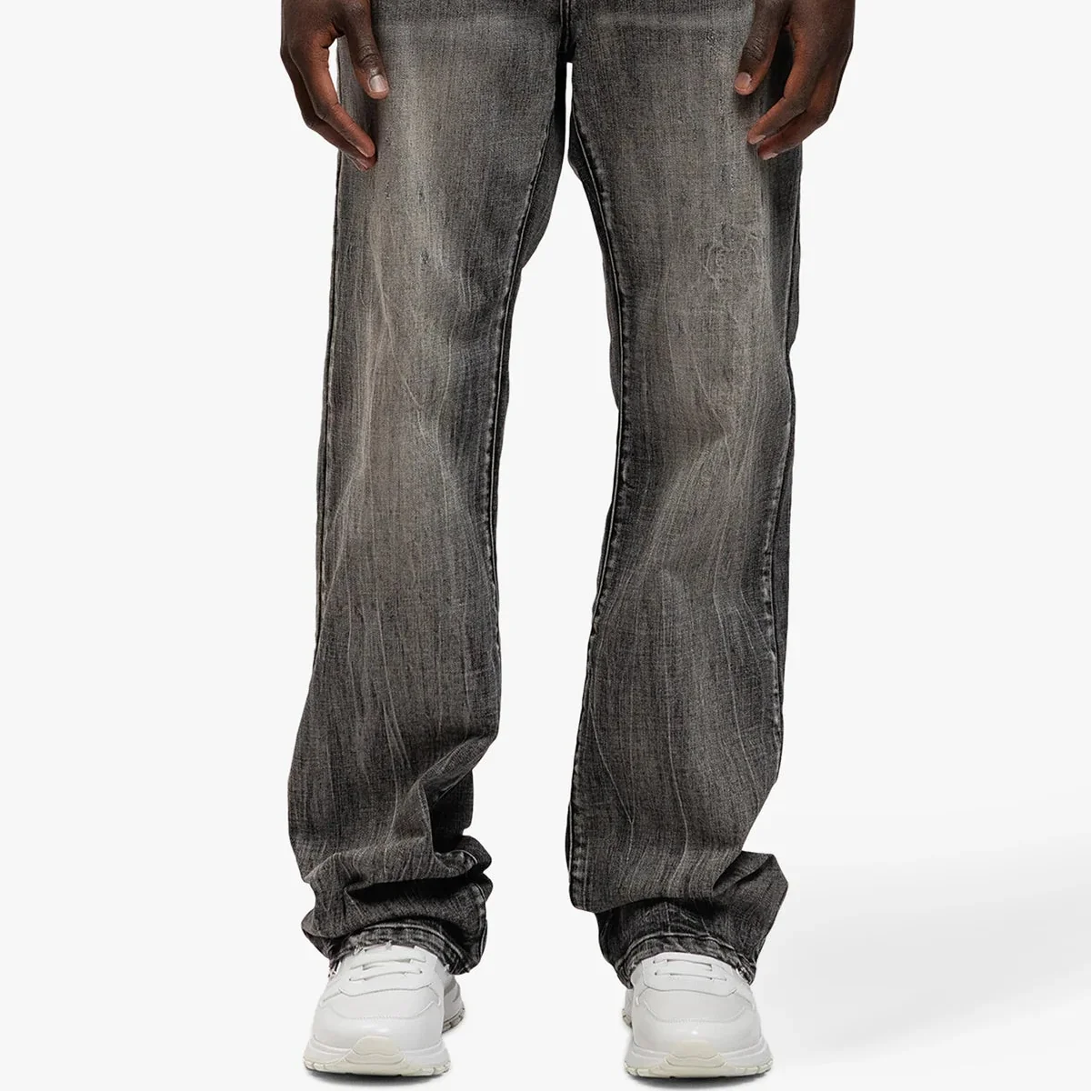 RIVERO - BLEACH WASHED DENIM JEANS DARK
