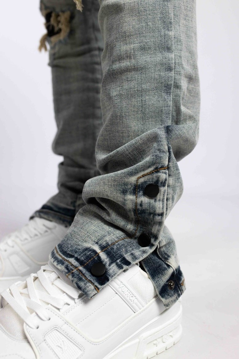 RIVERO - BUTTON RIPPED DENIM JEANS - Image 3