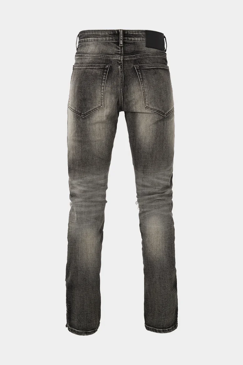 RIVERO - BUTTON RIPPED DENIM JEANS GREY - Image 6