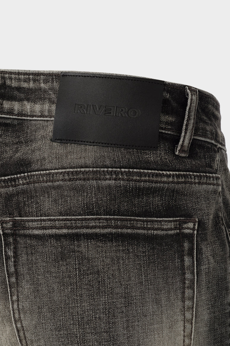 RIVERO - BUTTON RIPPED DENIM JEANS GREY - Image 7