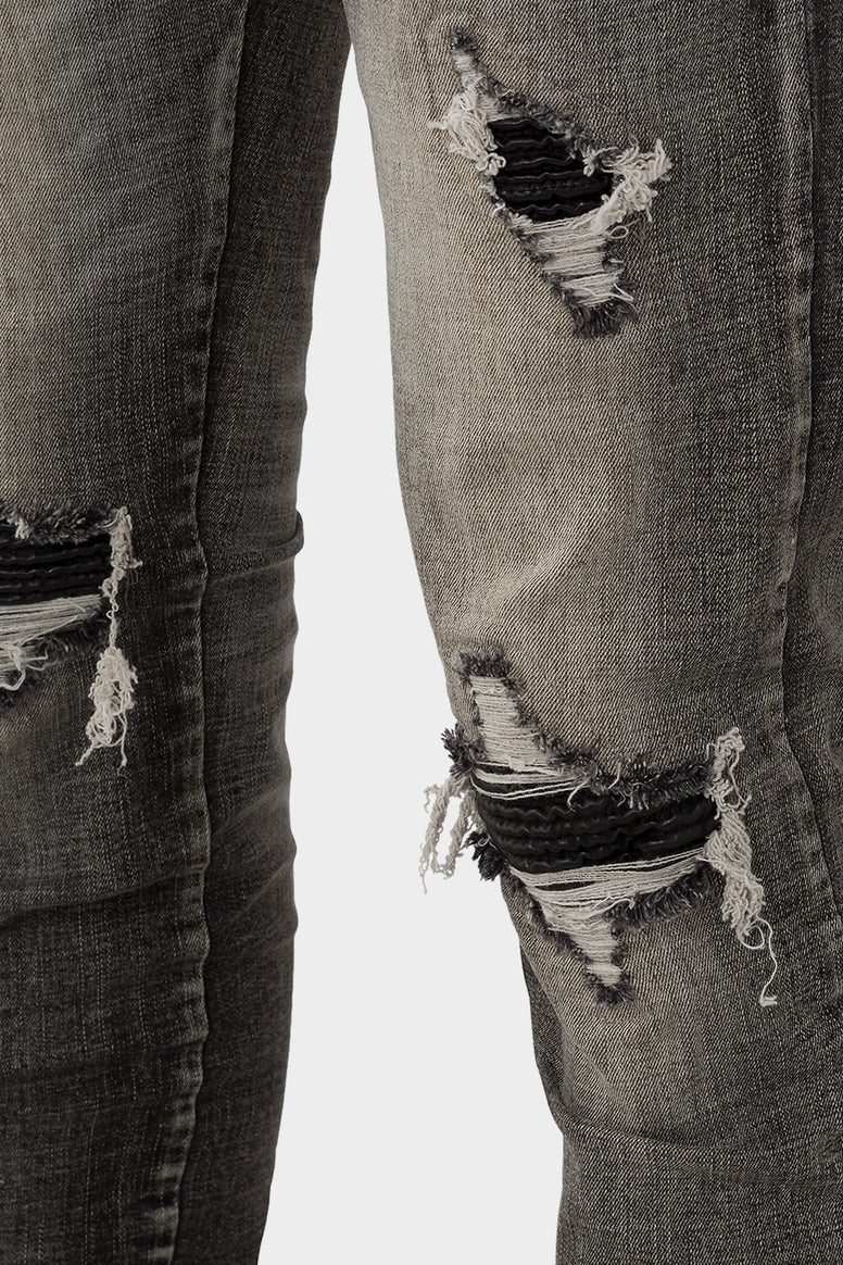 RIVERO - BUTTON RIPPED DENIM JEANS GREY - Image 8