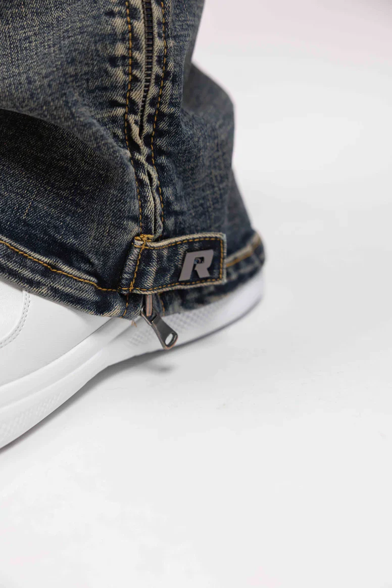 RIVERO - BUTTONED ZIP DENIM WASHED MIDNIGHT BLUE - Image 2