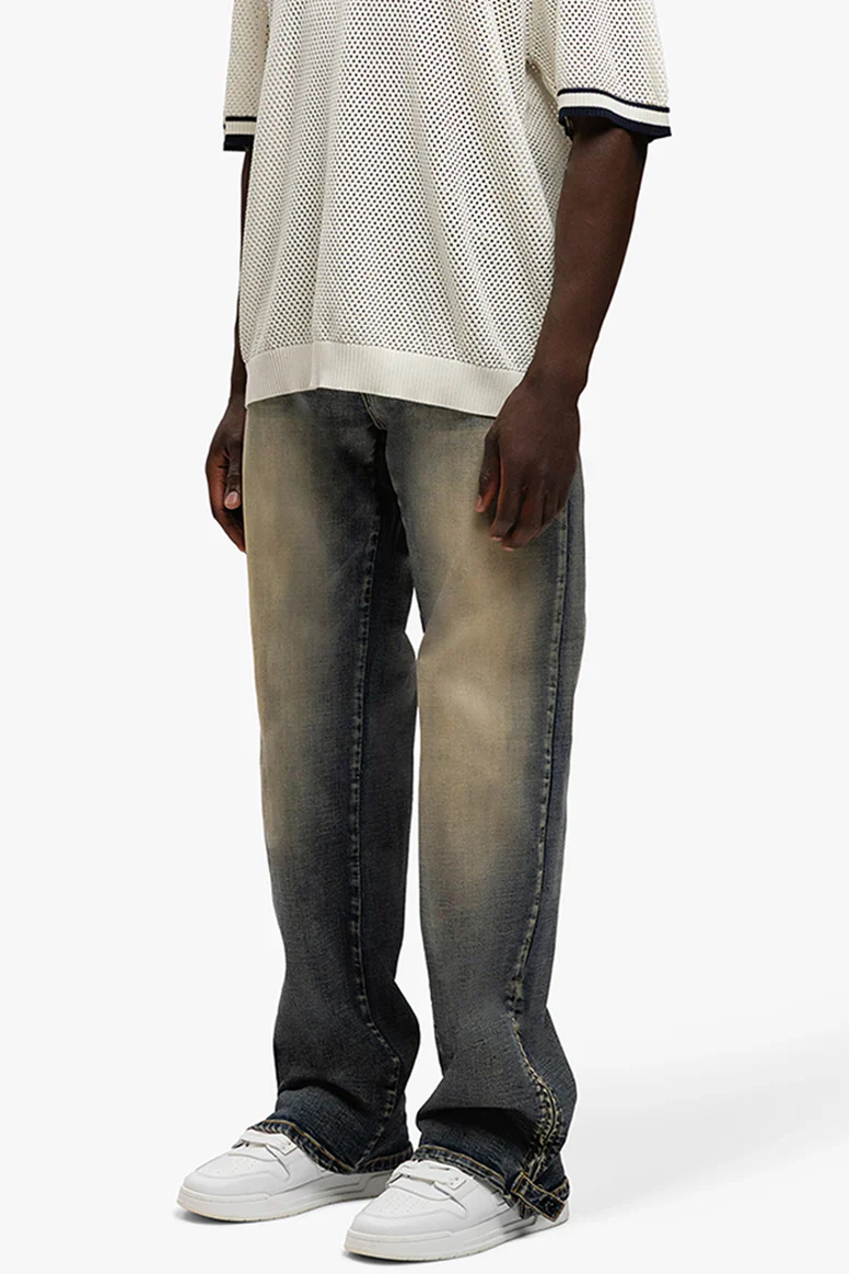 RIVERO - BUTTONED ZIP DENIM WASHED MIDNIGHT BLUE - Image 3