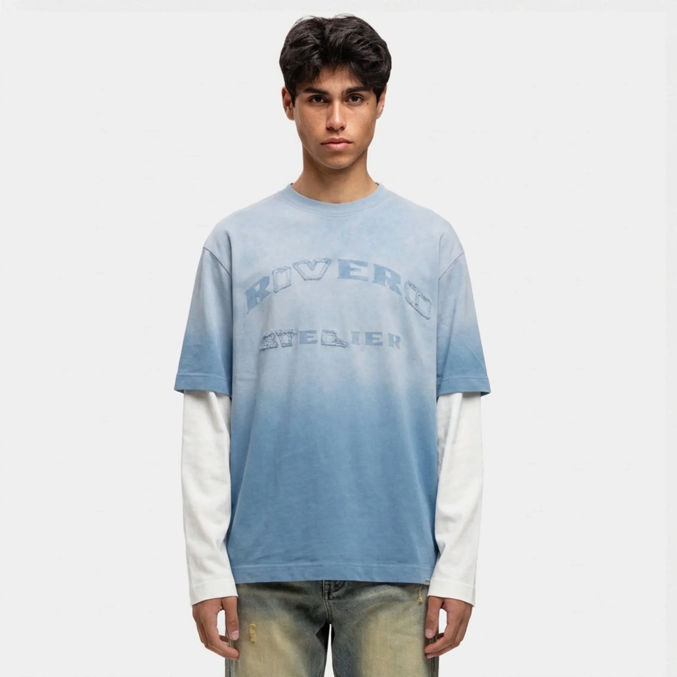 RIVERO - SKY WASHED STATEMENT DOUBLE LAYERED TEE - Image 2