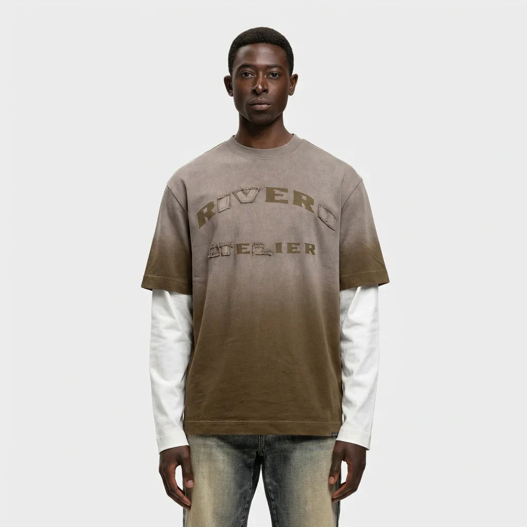 RIVERO - EARTH WASHED STATMENT DOUBLE LAYERED TEE - Image 3
