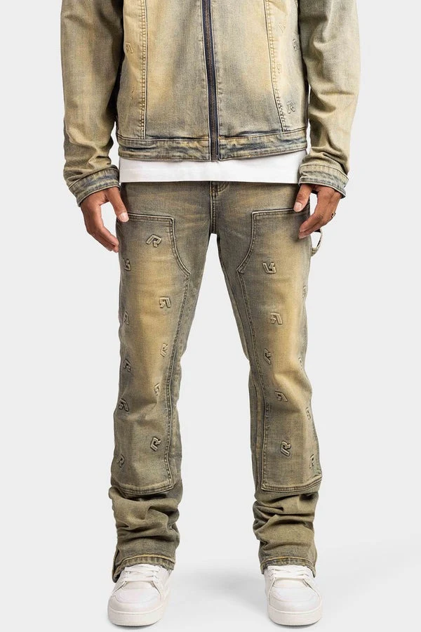 RIVERO - EMBOSSED STRAIGHT WORKER DENIM JEANS - Image 3