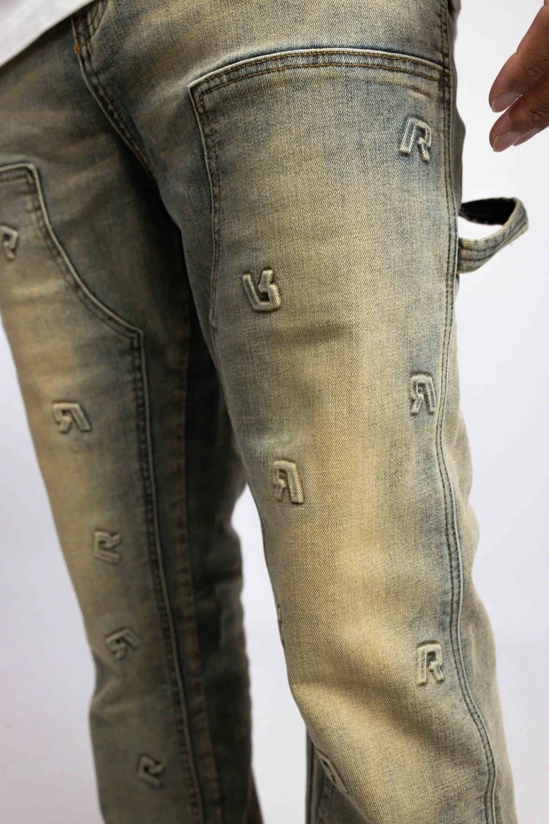 RIVERO - EMBOSSED STRAIGHT WORKER DENIM JEANS - Image 5