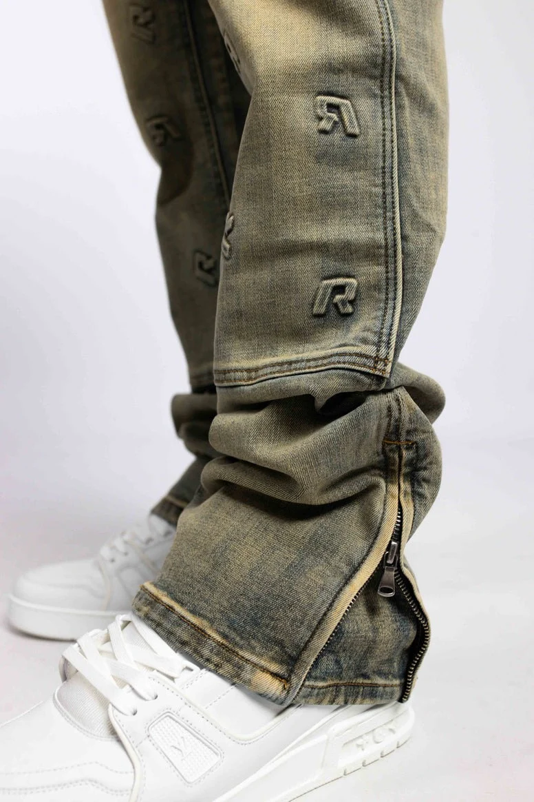 RIVERO - EMBOSSED STRAIGHT WORKER DENIM JEANS - Image 6