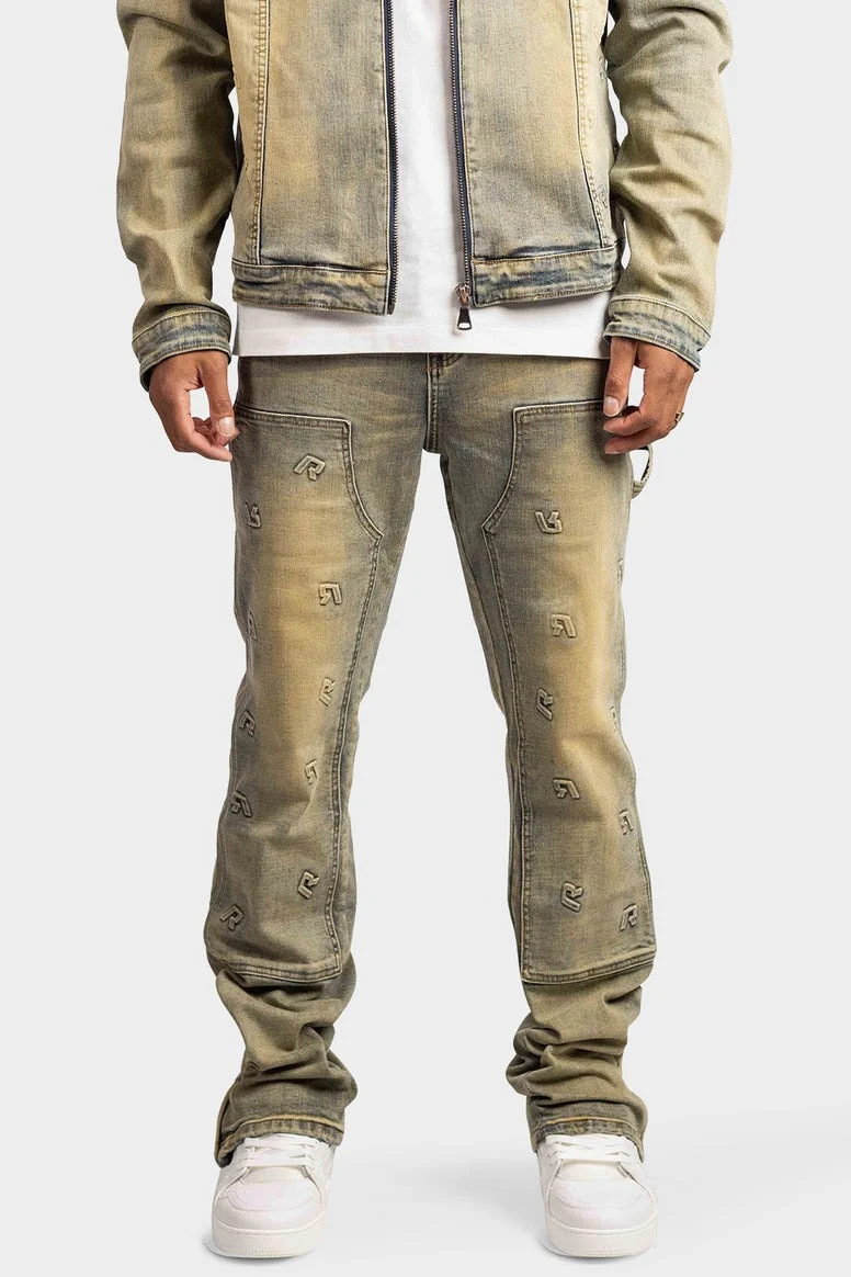 RIVERO - EMBOSSED STRAIGHT WORKER DENIM JEANS - Image 7