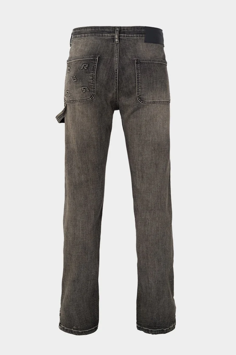 RIVERO - EMBOSSED STRAIGHT WORKER JEANS  BLACK - Image 3