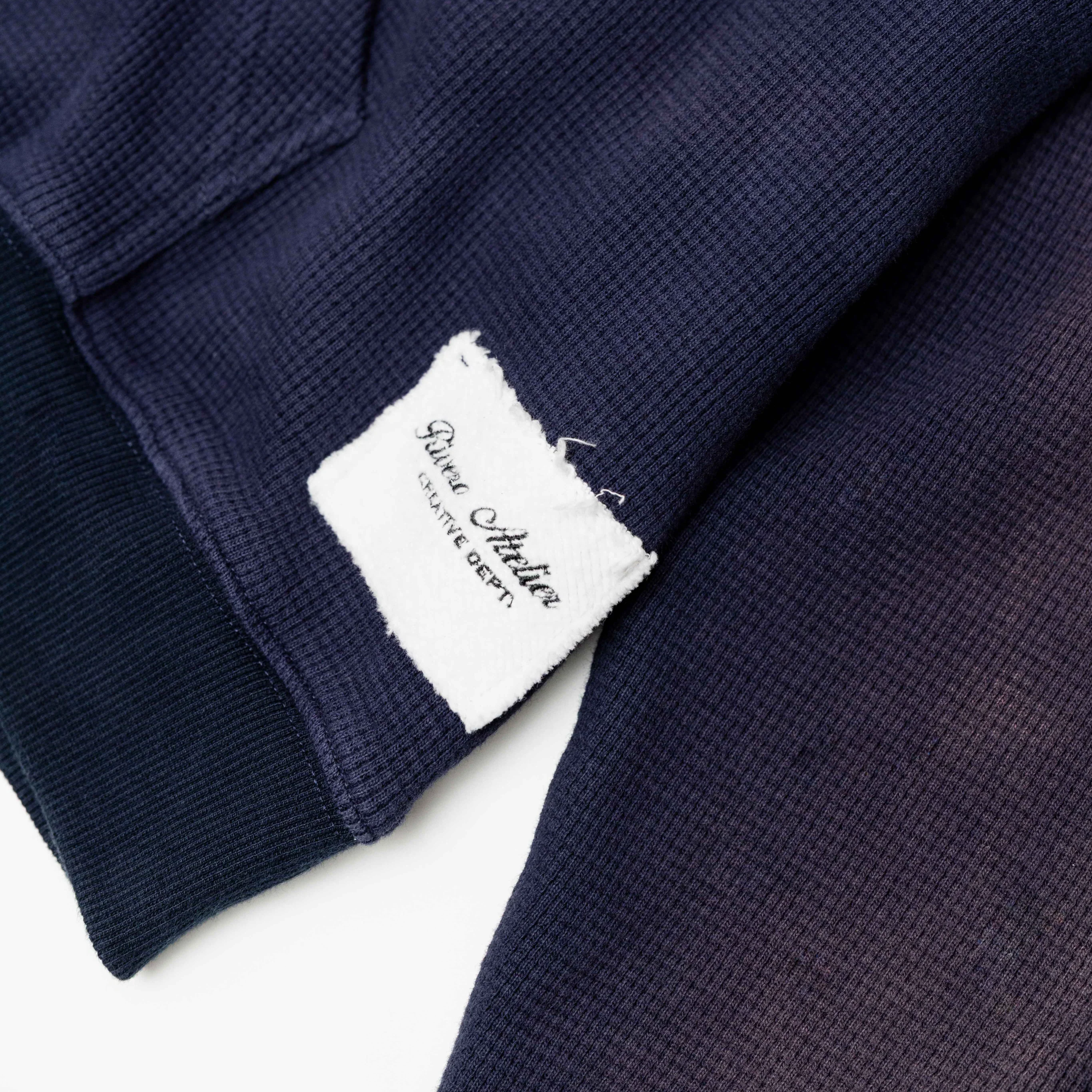 RIVERO - INTL. WASHED WAFFLE ZIP HOODIE NAVY - Image 4