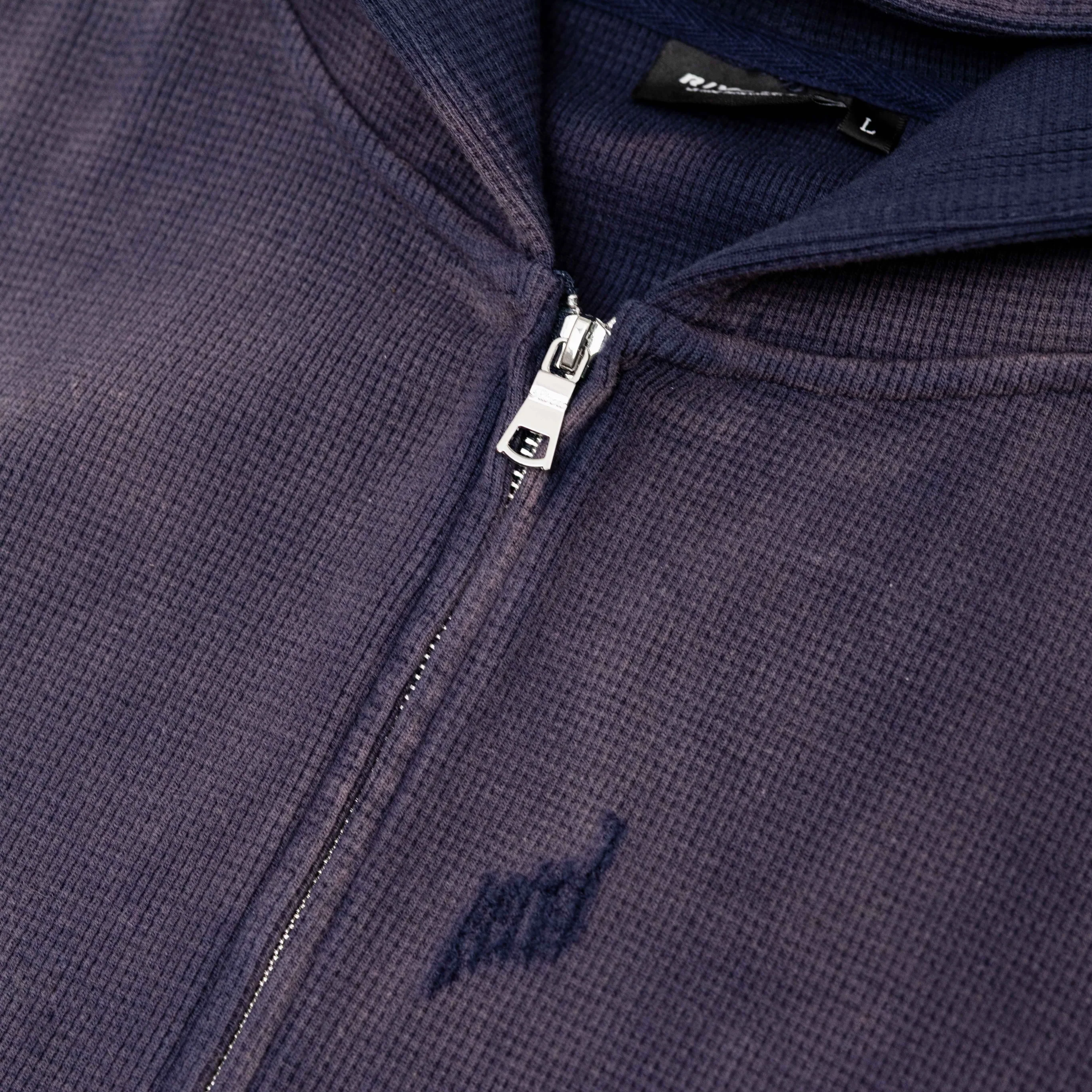 RIVERO - INTL. WASHED WAFFLE ZIP HOODIE NAVY - Image 5