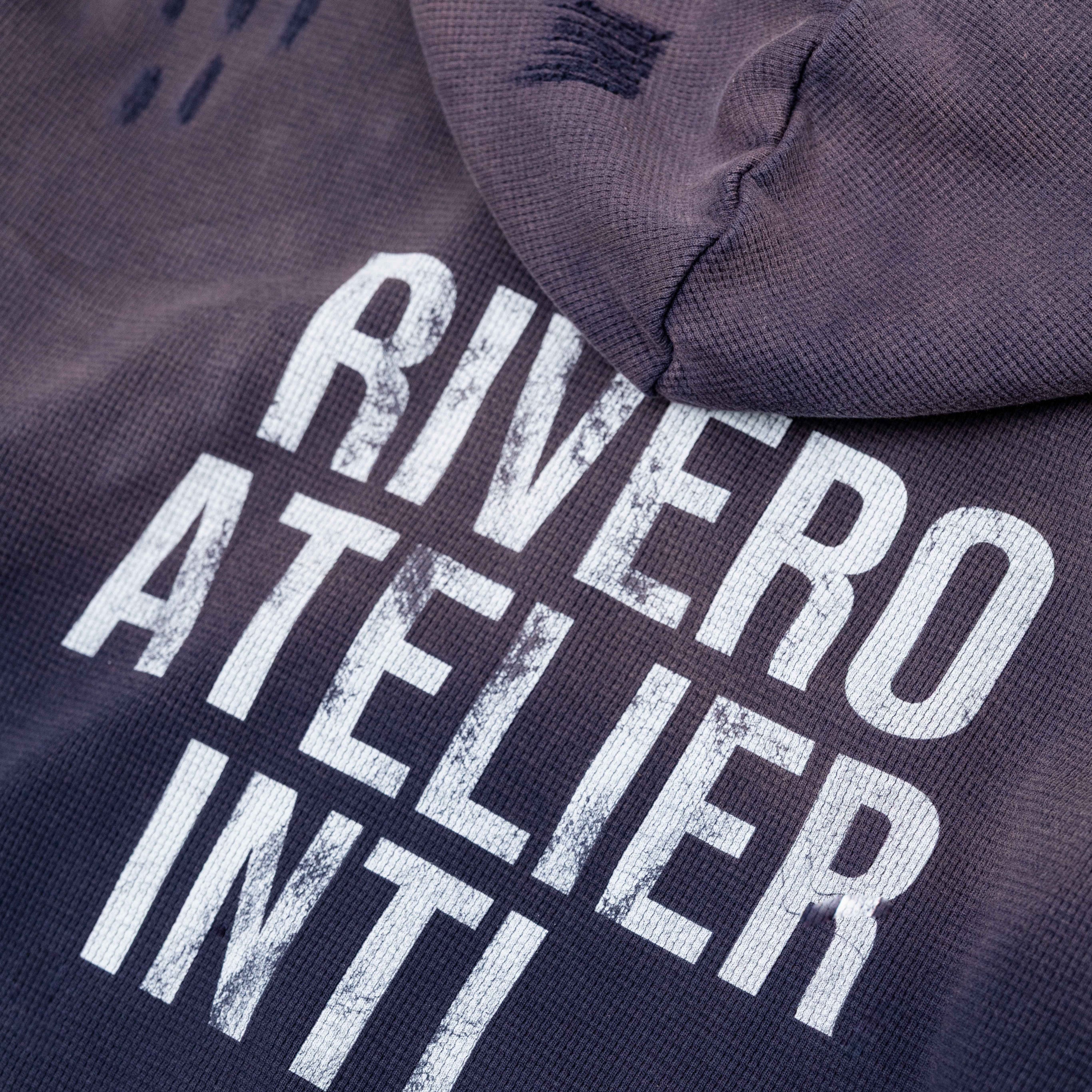 RIVERO - INTL. WASHED WAFFLE ZIP HOODIE NAVY - Image 6