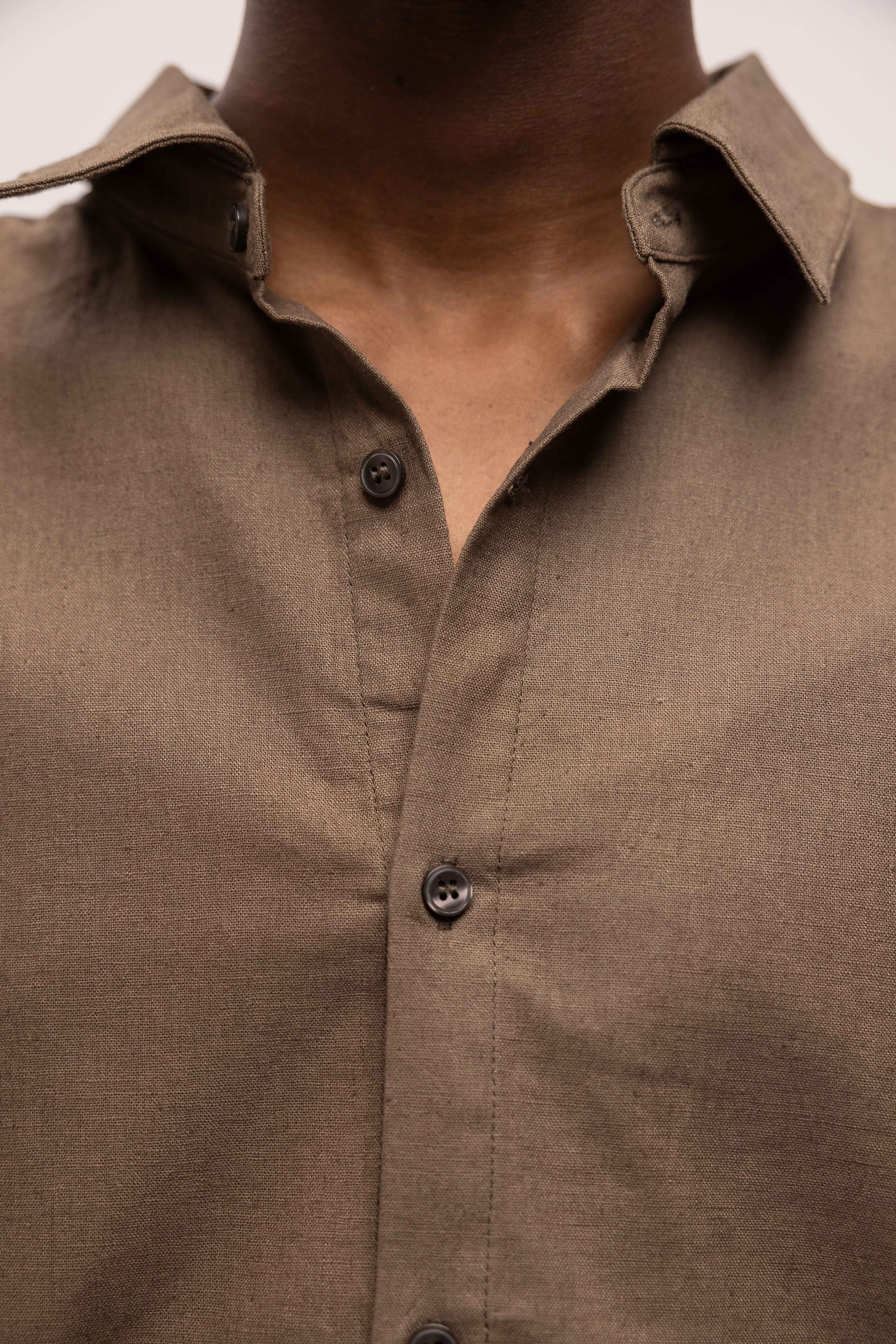 RIVERO - LINEN SHIRT BROWN - Image 9