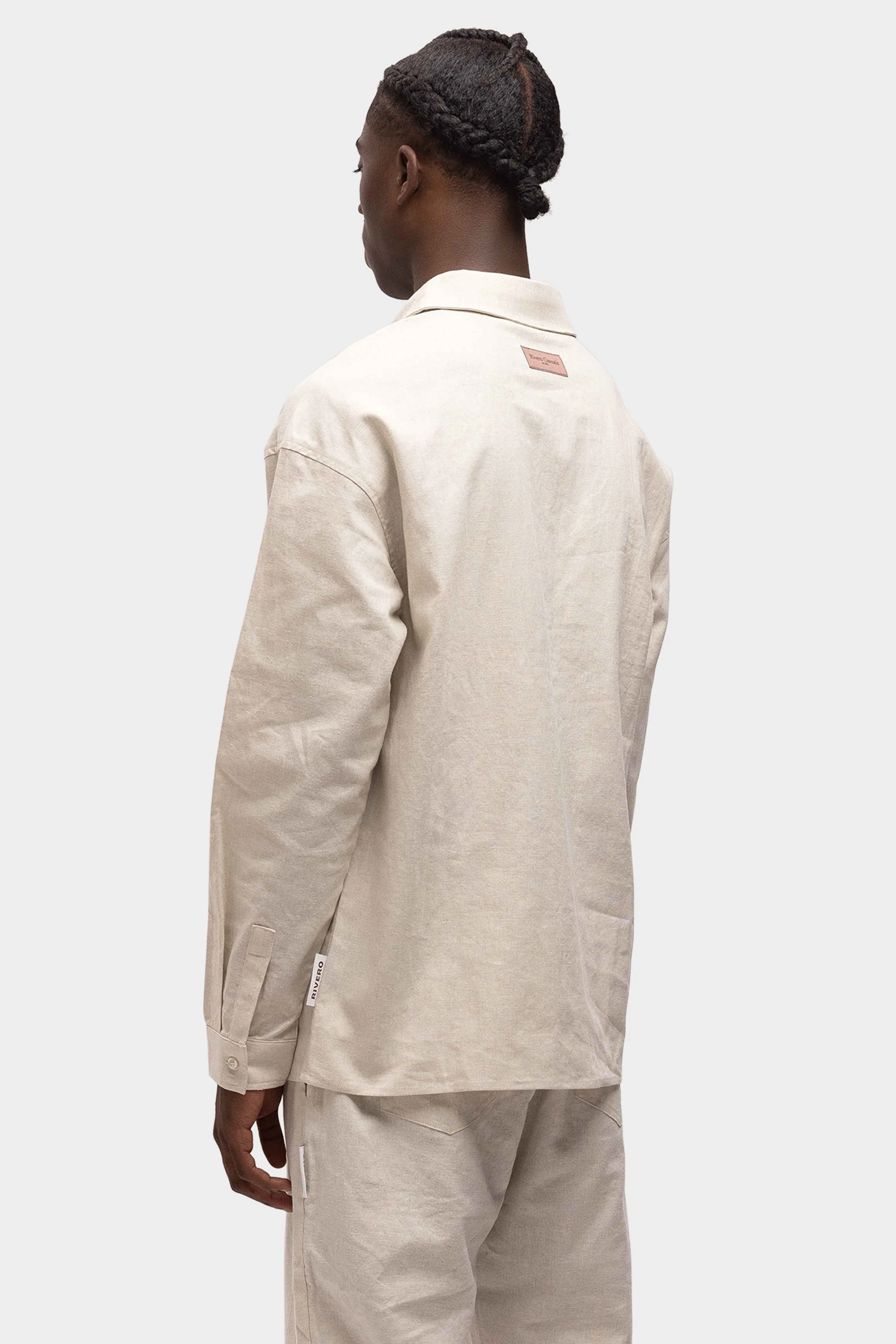 RIVERO - LINEN SHIRT QUARTER BUTTON SAND - Image 5