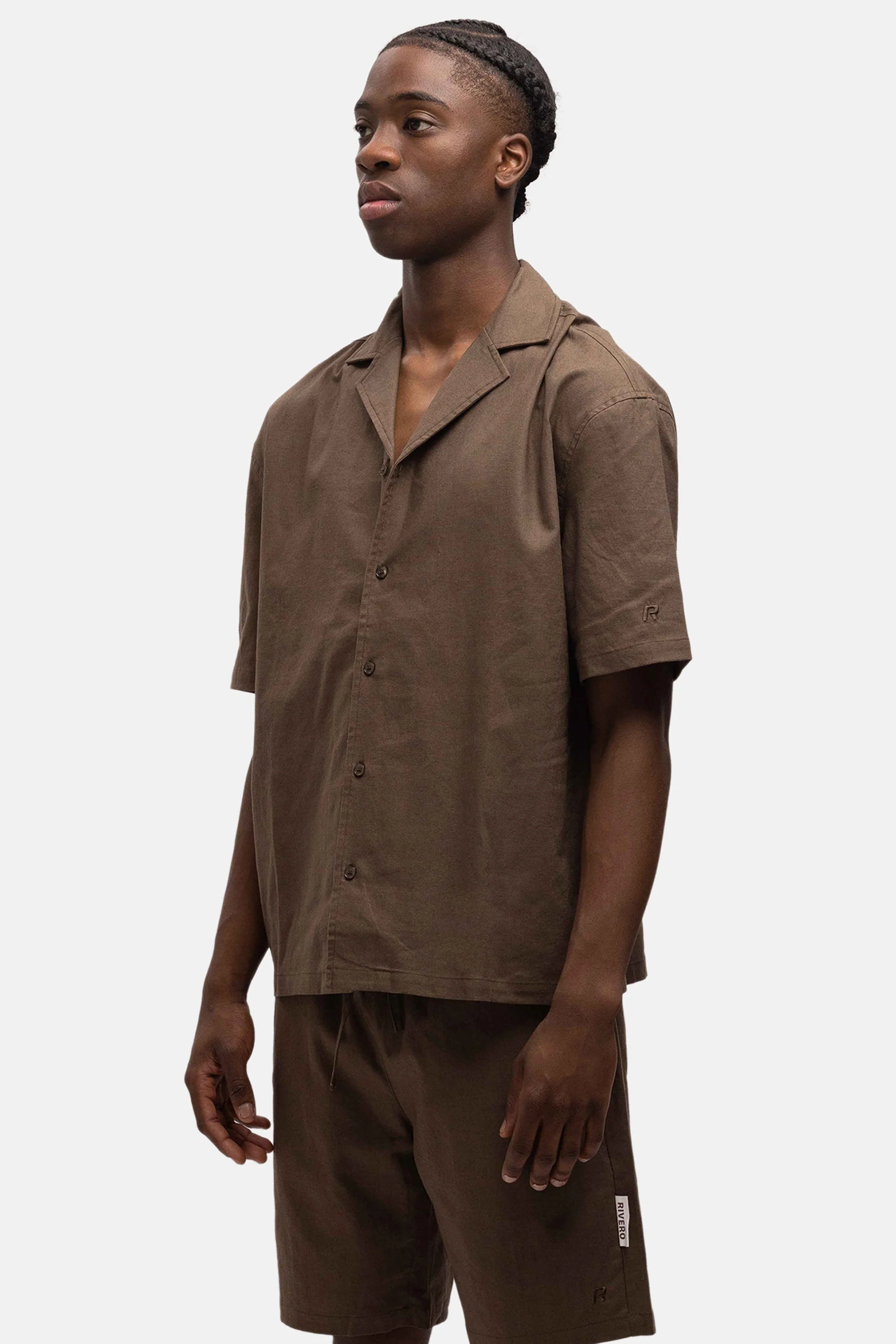 RIVERO - LINEN SHIRT SHORT SLEEVE BROWN - Image 4